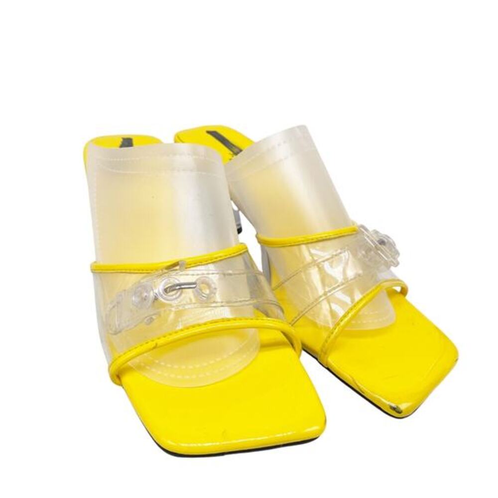 Jeffrey Campbell Women's Yellow Clear Square Toe Heeled Mules Size 7